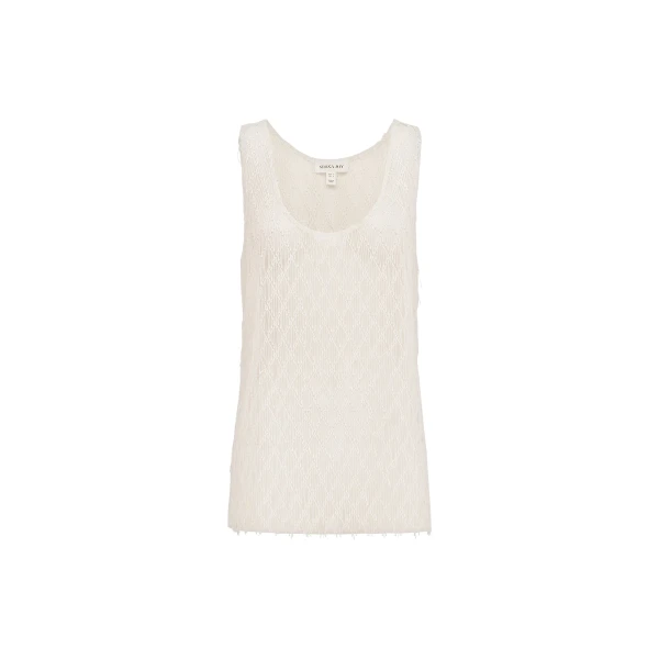 Shona Joy Talitha Sheer Fringe Scoop Neck Top