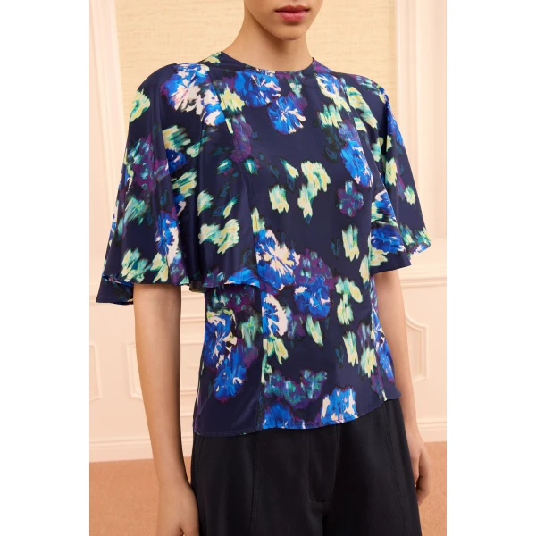Ulla Johnson Ada Silk Blouse in Evening Bloom, view 3