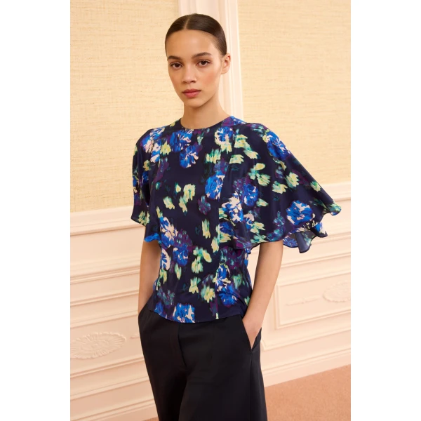 Ulla Johnson Ada Silk Blouse in Evening Bloom, view 4