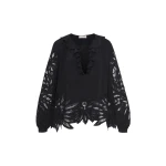 Ulla Johnson Adonis Silk Applique Blouse in Noir