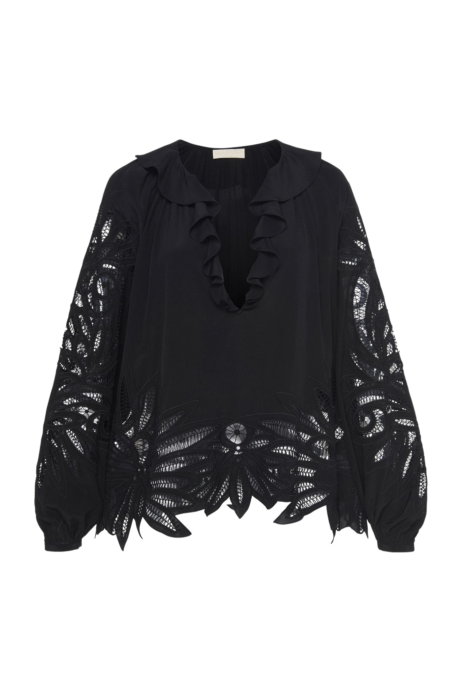 Ulla-Johnson-Adonis-Silk-Applique-Blouse-in-Noir14832_nobg Ulla Johnson Adonis Silk Applique Blouse in Noir