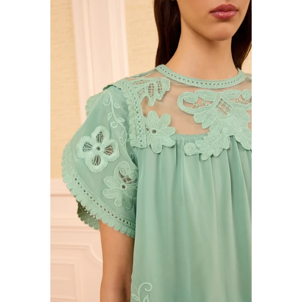 Ulla Johnson Alma Silk Top in Arctic, view 3