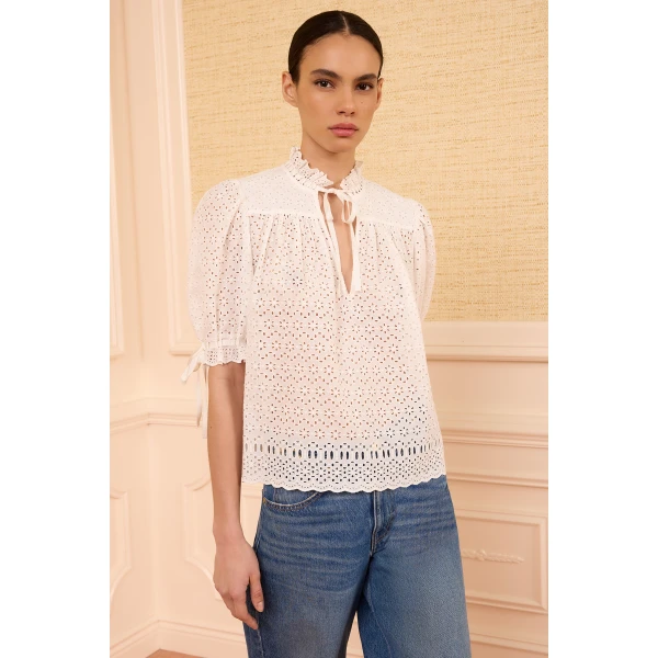 Ulla Johnson Alouette Cotton Top in Pristine, view 2