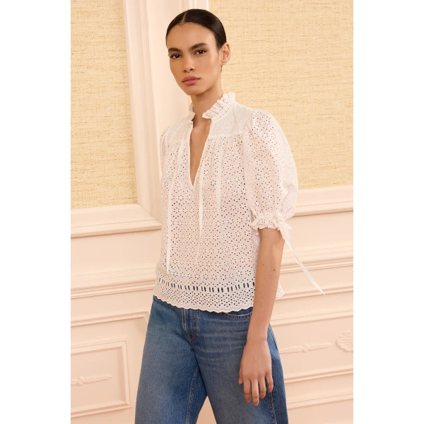Ulla Johnson Alouette Cotton Top in Pristine, view 4