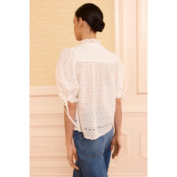 Ulla Johnson Alouette Cotton Top in Pristine, view 5