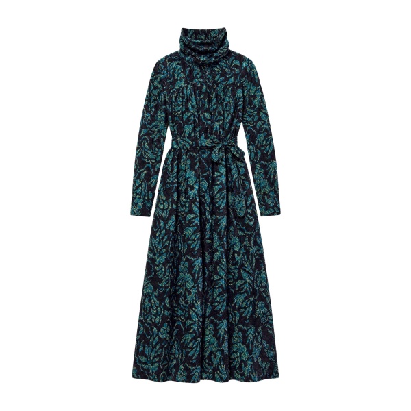 Ulla Johnson Amira High Neck Cotton Dress in Midnight