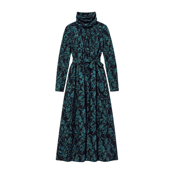 Ulla Johnson Amira High Neck Cotton Dress in Midnight