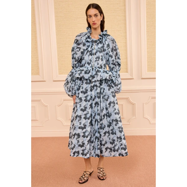 Ulla Johnson Anais Ripstop Peplum Coat in Ciel, view 5