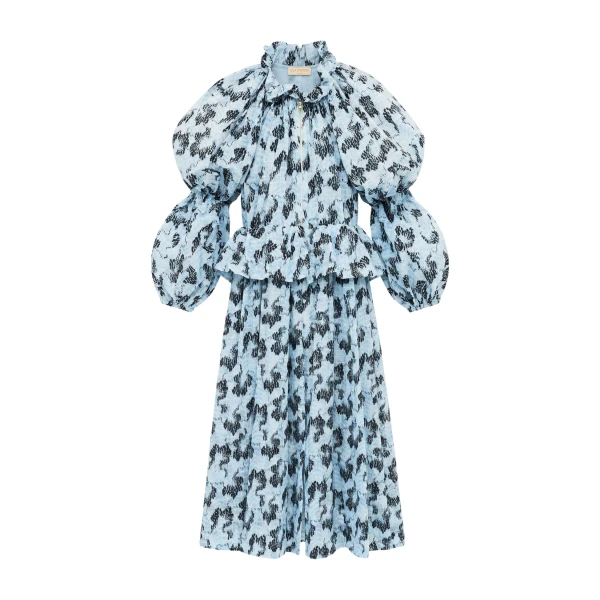 Anais Ripstop Peplum Coat in Ciel