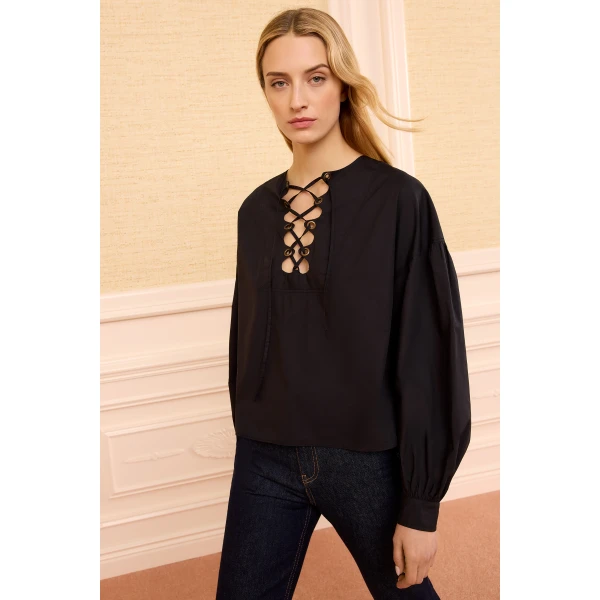 Ulla Johnson Aria Cotton Top in Noir, view 2