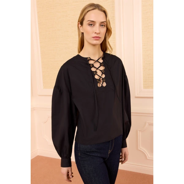 Ulla Johnson Aria Cotton Top in Noir, view 4