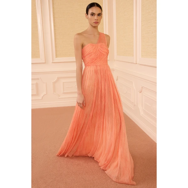 Ulla Johnson Aureline Silk One Shoulder Gown in Azalea, view 2
