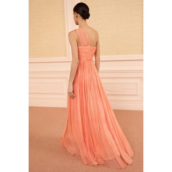 Ulla Johnson Aureline Silk One Shoulder Gown in Azalea, view 4