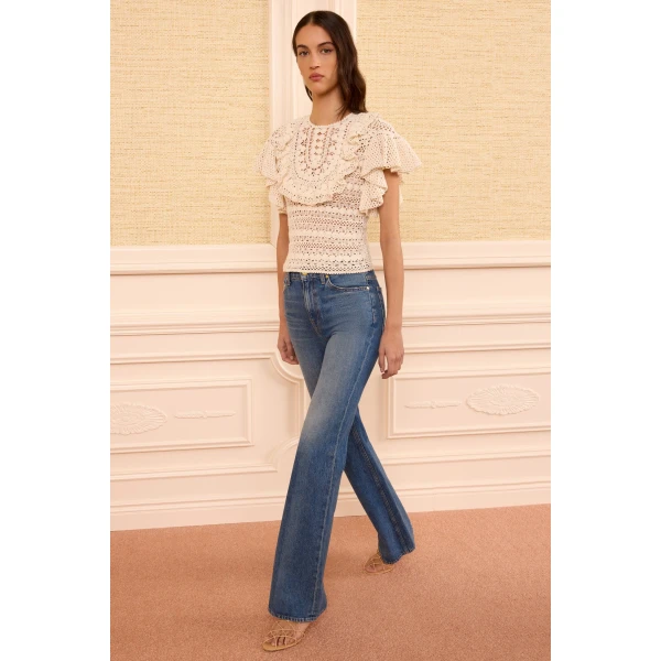 Ulla Johnson Bea Crochet Top in Cowrie, view 2