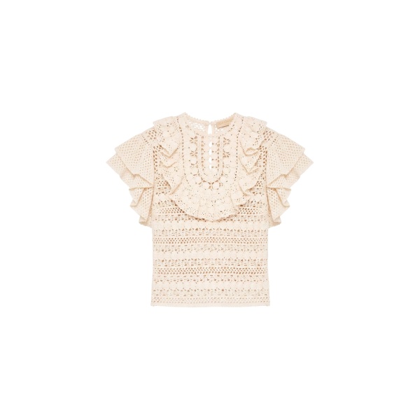 Ulla Johnson Bea Crochet Top in Cowrie
