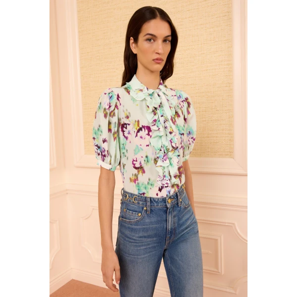 Ulla Johnson Camellia Silk Top in Oasis, view 2