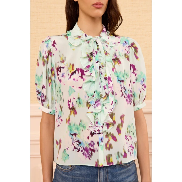 Ulla Johnson Camellia Silk Top in Oasis, view 3