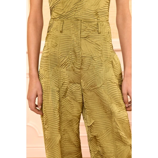 Ulla Johnson Carine Satin Pant in Moss Gold, view 3
