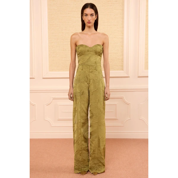 Ulla Johnson Carine Satin Pant in Moss Gold, view 4