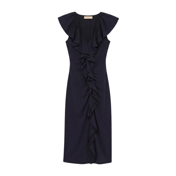 Ulla Johnson Chiara Cotton Ruffle Dress in Midnight