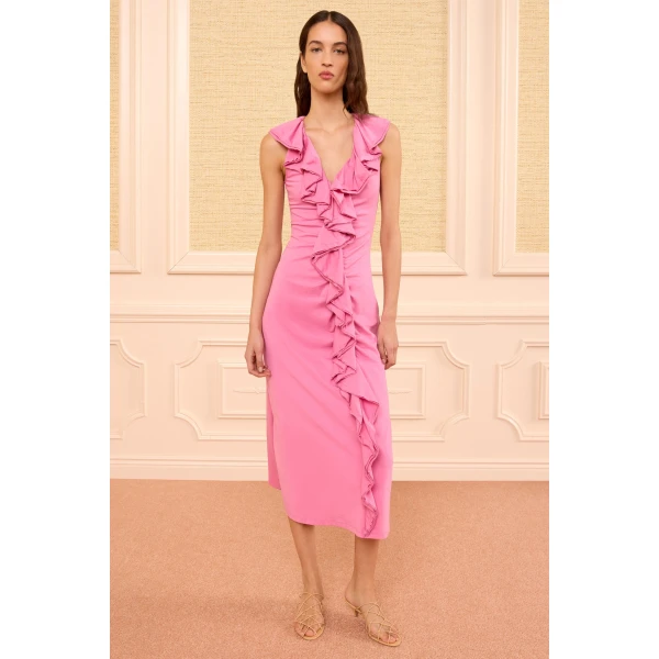 Ulla Johnson Chiara Cotton Ruffle Dress in Petunia, view 5