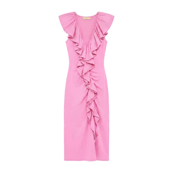 Ulla Johnson Chiara Cotton Ruffle Dress in Petunia
