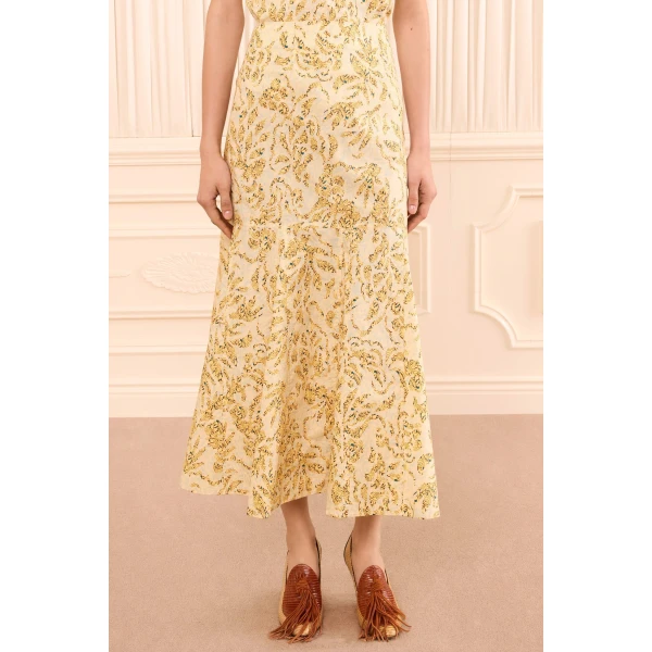 Ulla Johnson Clarisse Trumpet Midi Skirt in Chamomile, view 3