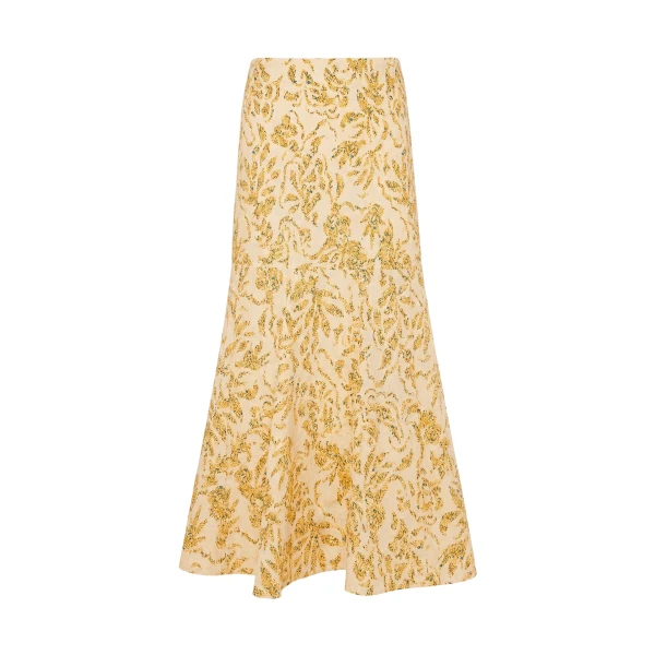 Ulla Johnson Clarisse Trumpet Midi Skirt in Chamomile
