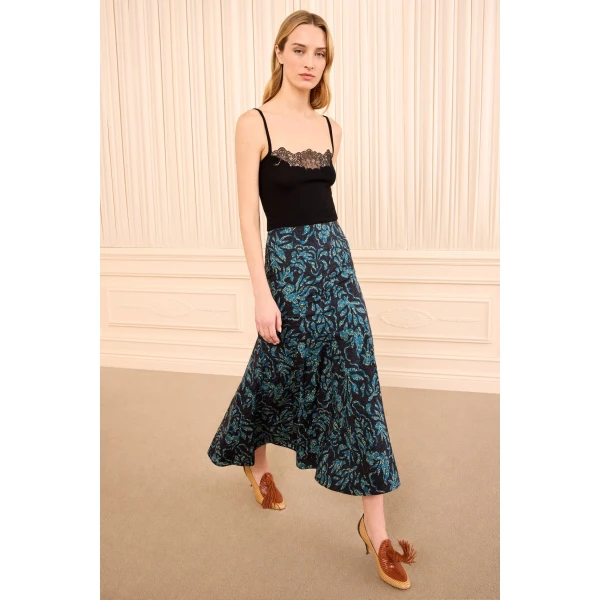 Ulla Johnson Clarisse Trumpet Midi Skirt in Midnight, view 4