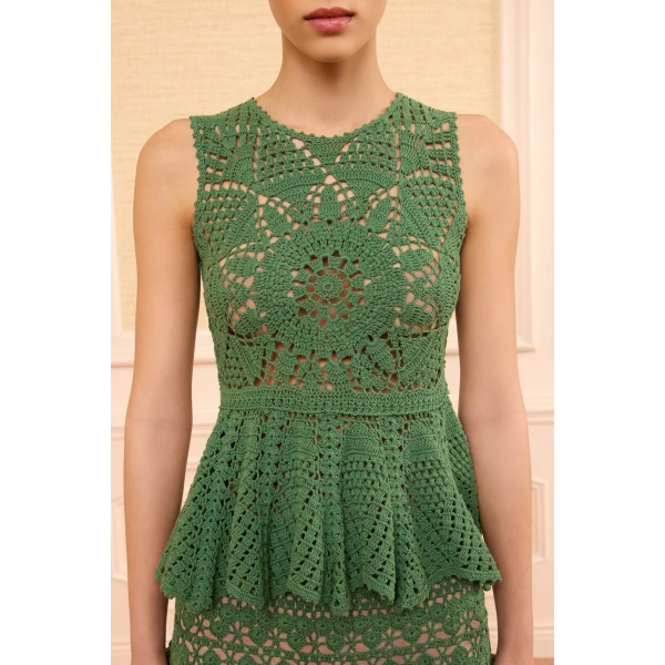 Ulla Johnson Cora Crochet Top in Sea Glass, view 4