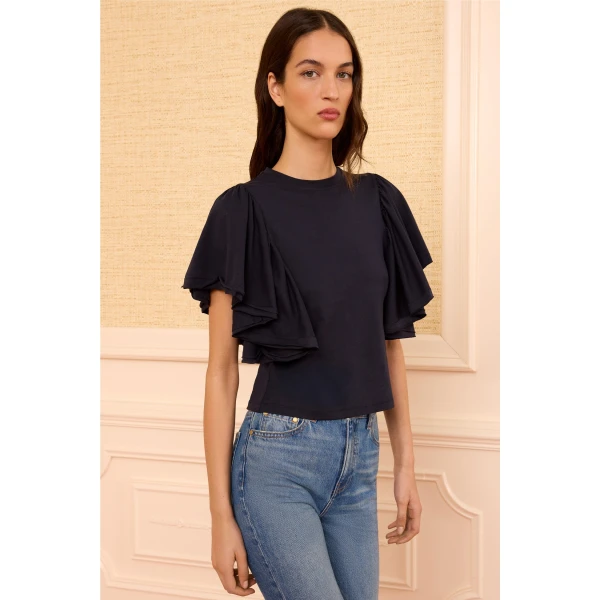 Ulla Johnson Cordelia Cotton Top in Midnight, view 2