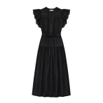 Ulla Johnson Dani Short Sleeve Cotton Dress in Noir