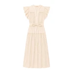 Ulla Johnson Dani Short Sleeve Cotton Dress in Pearled Ivory