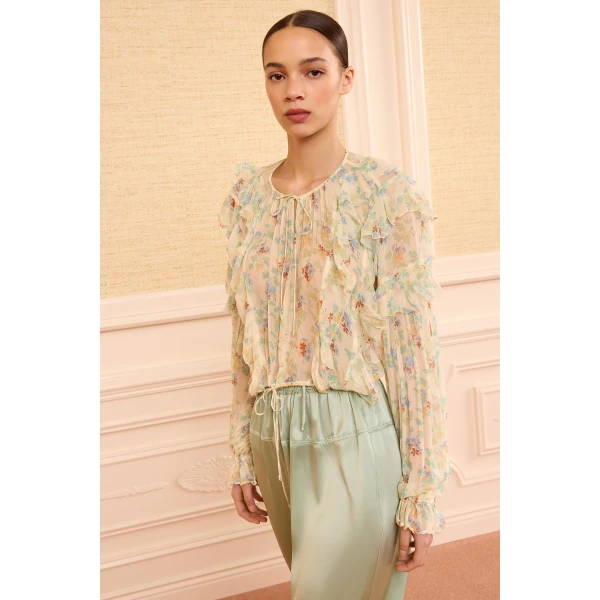 Ulla Johnson Delfina Silk Blouse in Moon Petal, view 2