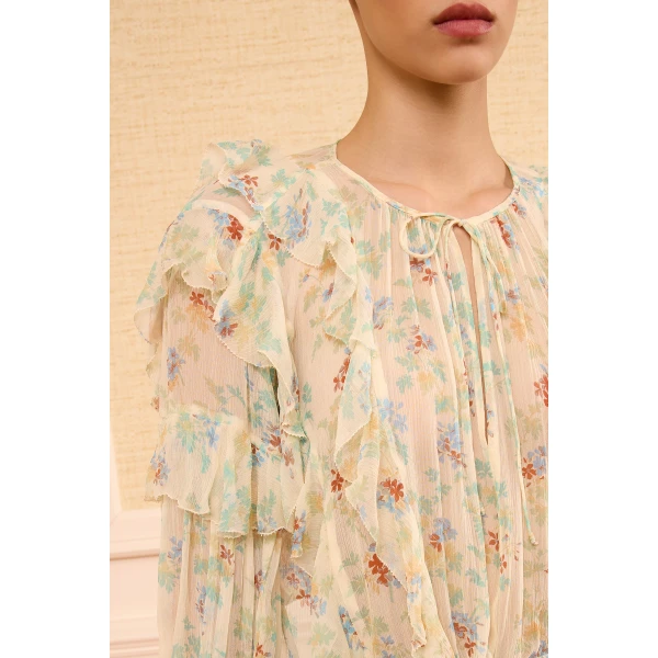 Ulla Johnson Delfina Silk Blouse in Moon Petal, view 3