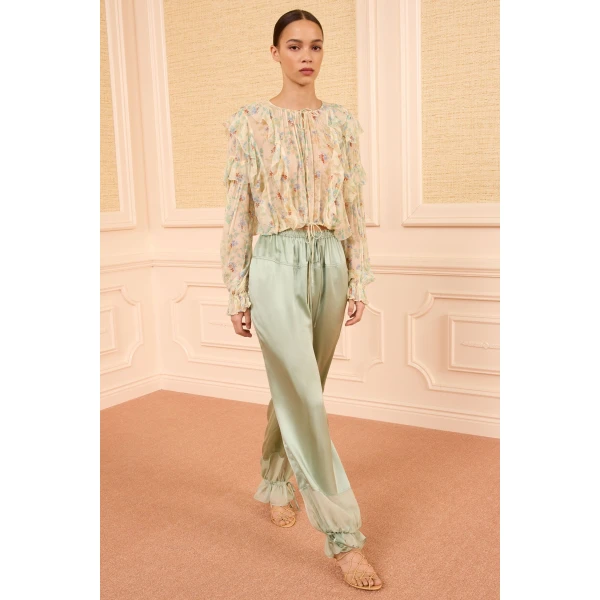 Ulla Johnson Delfina Silk Blouse in Moon Petal, view 4