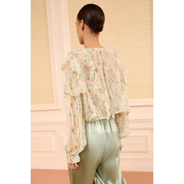 Ulla Johnson Delfina Silk Blouse in Moon Petal, view 5