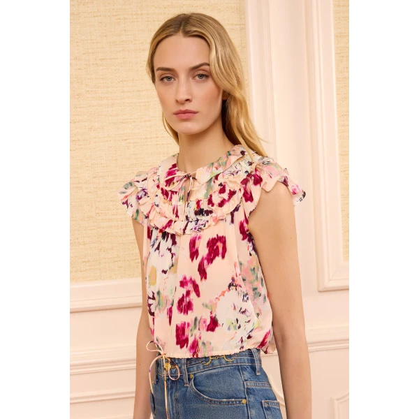 Ulla Johnson Eleonore Silk Top in Summer Garden, view 2