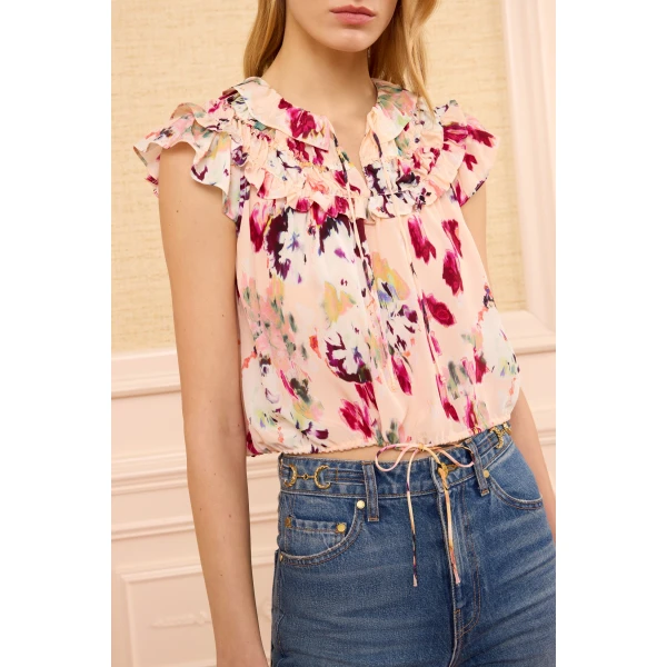 Ulla Johnson Eleonore Silk Top in Summer Garden, view 3
