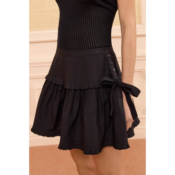Ulla Johnson Elodie Cotton Mini Skirt in Noir, view 3