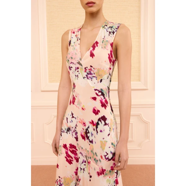Ulla Johnson Elowen Silk Dress in Summer Garden, view 3