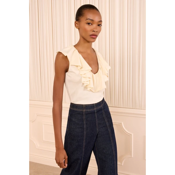 Ulla Johnson Elsie Cotton Top in Cowrie, view 2