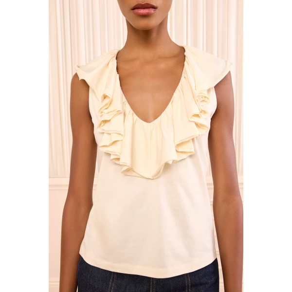 Ulla Johnson Elsie Cotton Top in Cowrie, view 3