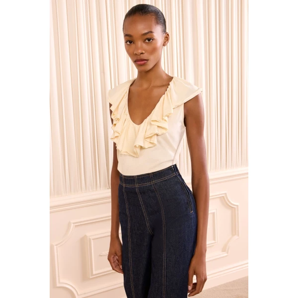 Ulla Johnson Elsie Cotton Top in Cowrie, view 5