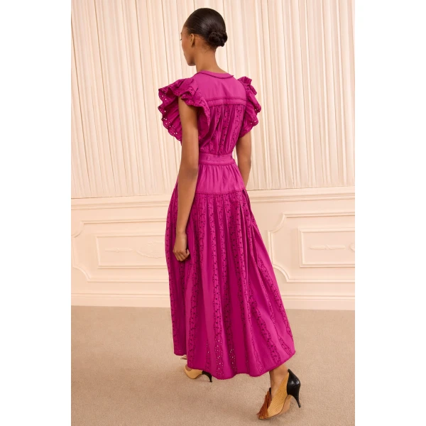 Ulla Johnson Elvira Short Sleeve Cotton Dress in Orchid, view 5