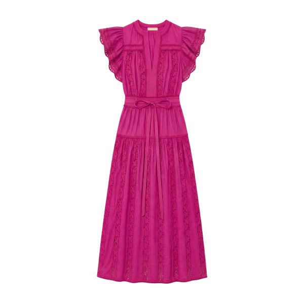 Ulla Johnson Elvira Short Sleeve Cotton Dress in Orchid