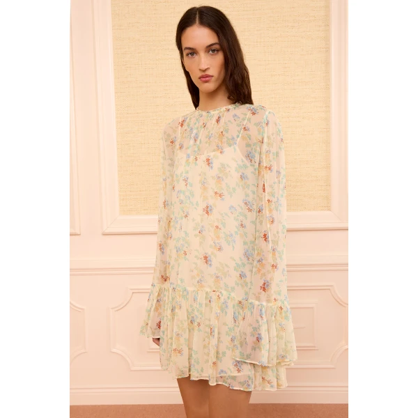 Ulla Johnson Emmeline Silk Mini Dress in Moon Petal, view 3