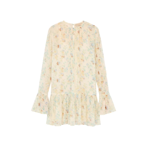 Ulla Johnson Emmeline Silk Mini Dress in Moon Petal