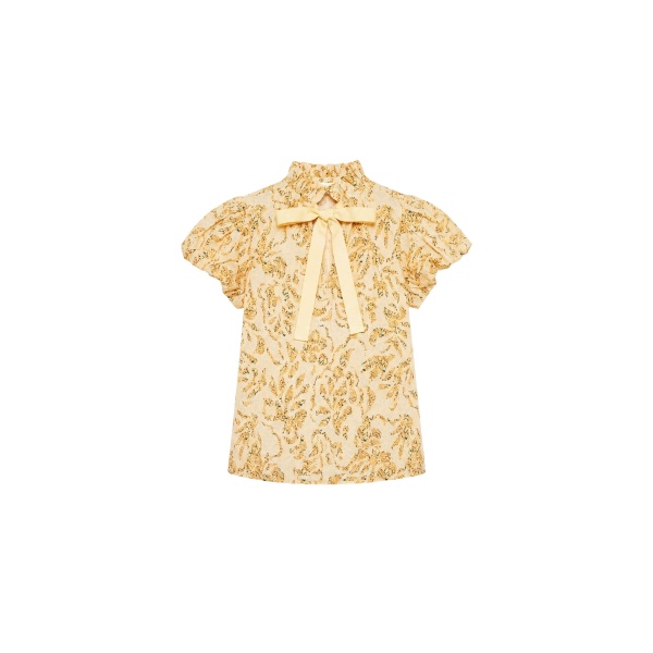 Ulla Johnson Estela Short Sleeve Cotton Top in Chamomile