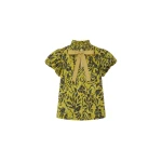 Ulla Johnson Estela Short Sleeve Cotton Top in Chartreuse